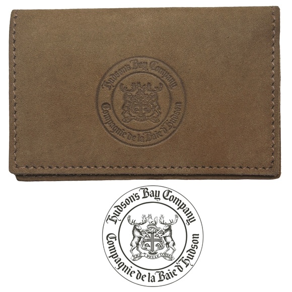 Vintage Hudson's Bay Company Suede Leather Card Holder Unused NWOT Tan UNISEX - Picture 1 of 9